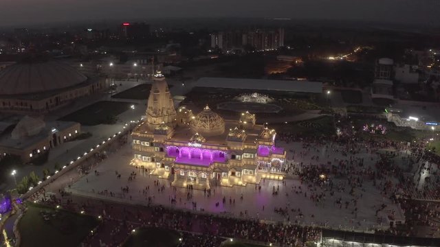 Vrindavan, city of 5000 temples. India, 4k aerial ungraded