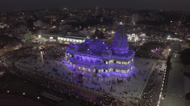 Vrindavan, city of 5000 temples. India, 4k aerial ungraded