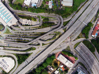 aerial view of a junction in Johor Bahru, Malayis
