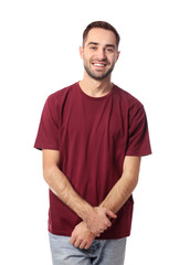 Obraz premium Portrait of handsome man posing on white background
