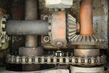 Gearbox of a historic tractor.