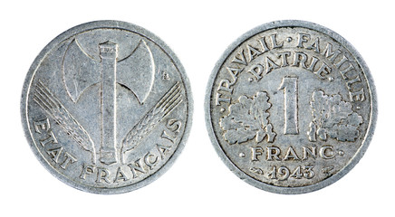 Old france coin of 1 franc