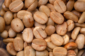 Untoasted organic Coffee beans - coffeea arabica - pattern texture artesanal