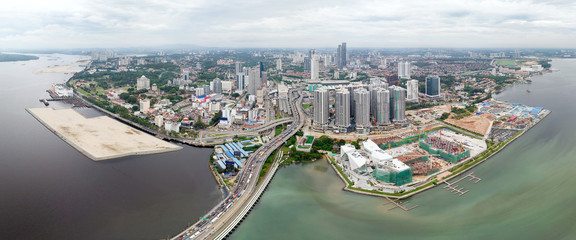Fototapeta na wymiar Panorama view of Johor Bahru City of Malaysia
