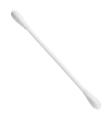 New clean cotton swab on white background