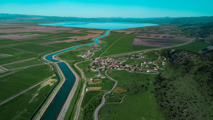 small residential area and agricultural land