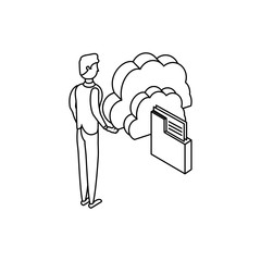 businessman with cloud computing and folder