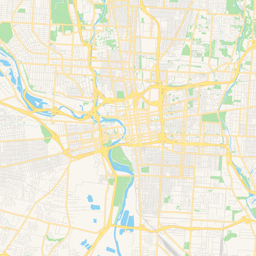 Empty Vector Map Of Columbus, Ohio, USA