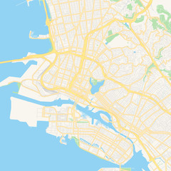 Fototapeta premium Empty vector map of Oakland, California, USA