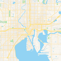 Empty vector map of Tampa, Florida, USA