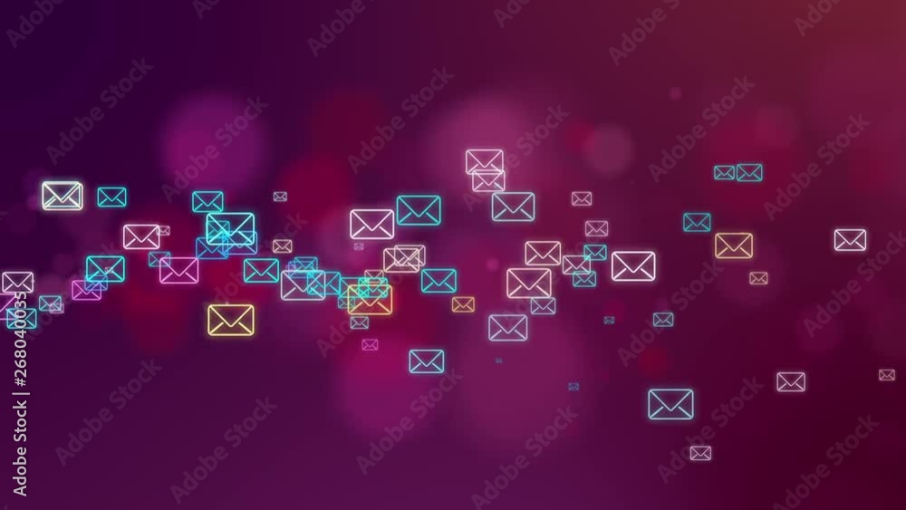 Poster seamless loop background flying mails