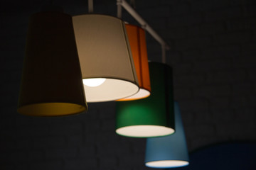 Decorative electric lamps hanging on the ceiling