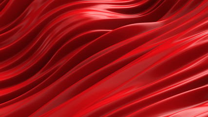 Luxury red background with flying fabric. 3d illustration, 3d rendering.
