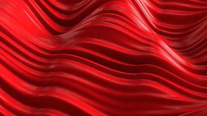 Luxury red background with flying fabric. 3d illustration, 3d rendering.
