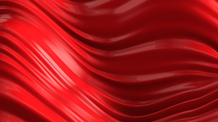 Luxury red background with flying fabric. 3d illustration, 3d rendering.
