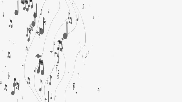 Ornamental music notes with swirls on white background