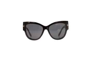 Isolated Cat Eye Black Sunglasses with Thick Frame, Front View