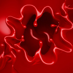 A splash of red thick liquid. 3d illustration, 3d rendering.