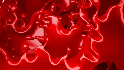 Obraz premium A splash of red thick liquid. 3d illustration, 3d rendering.
