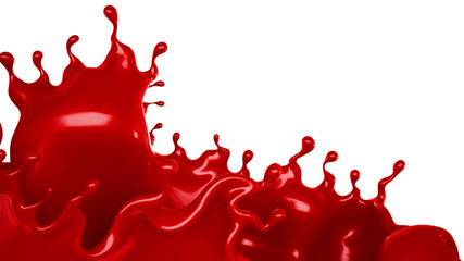 A splash of red thick liquid. 3d illustration, 3d rendering.