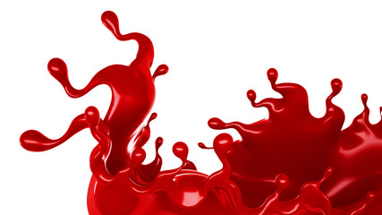 A splash of red thick liquid. 3d illustration, 3d rendering.