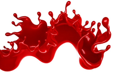 A splash of red thick liquid. 3d illustration, 3d rendering.