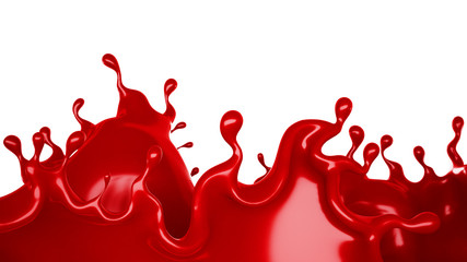 A splash of red thick liquid. 3d illustration, 3d rendering.