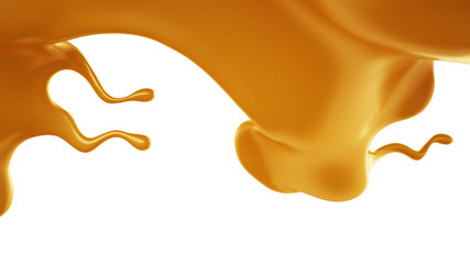 Splash of caramel. 3d illustration, 3d rendering.