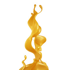 Splash of caramel. 3d illustration, 3d rendering.