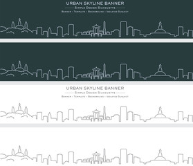 Naklejka premium Kathmandu Single Line Skyline Banner