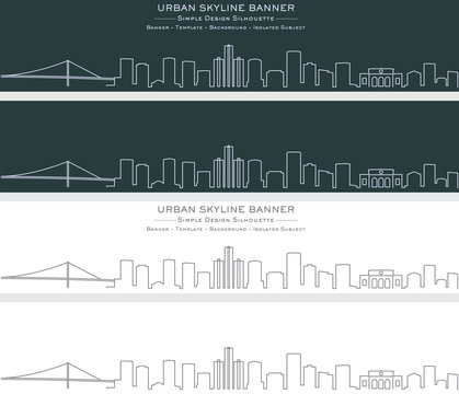 Detroit Single Line Skyline Banner