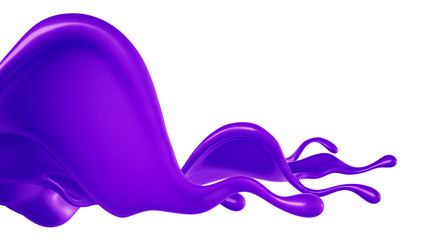 A splash of purple paint. 3d illustration, 3d rendering.