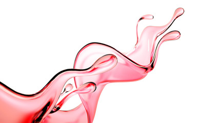 A splash of red wine. 3d illustration, 3d rendering.