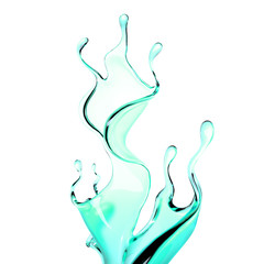 A splash of green transparent liquid. 3d illustration, 3d rendering.