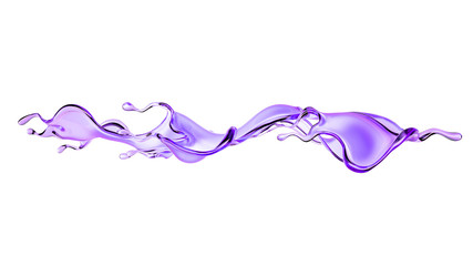 A splash of purple transparent liquid. 3d illustration, 3d rendering.