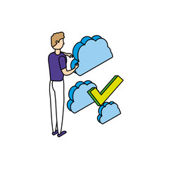 businessman worker with clouds computing