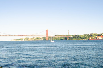 red 25 april bridge in Lisbon