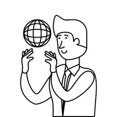 businessman worker with sphere browser