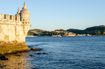 Fototapeta na wymiar Part of tagus tower in lisbon