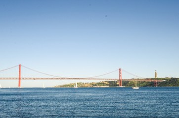 red 25 april bridge in Lisbon