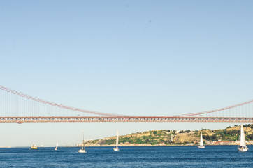 part of red 25 april bridge in Lisbon