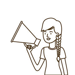 young woman with megaphone in the hand
