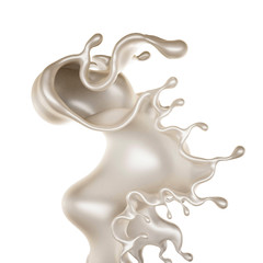 A splash of a thick white liquid. 3d illustration, 3d rendering.