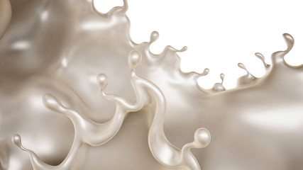 A splash of a thick white liquid. 3d illustration, 3d rendering.