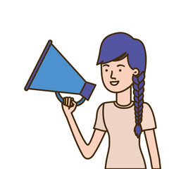 young woman with megaphone in the hand