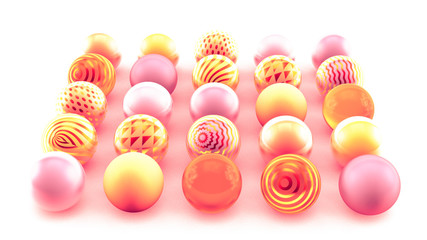 Orange background with balls. 3d illustration, 3d rendering.