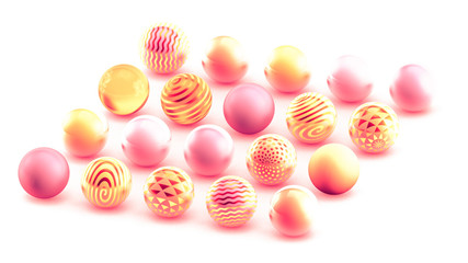 Orange background with balls. 3d illustration, 3d rendering.