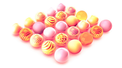 Orange background with balls. 3d illustration, 3d rendering.