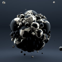 Gray luxury background with geometric shapes from balls. 3d illustration, 3d rendering.