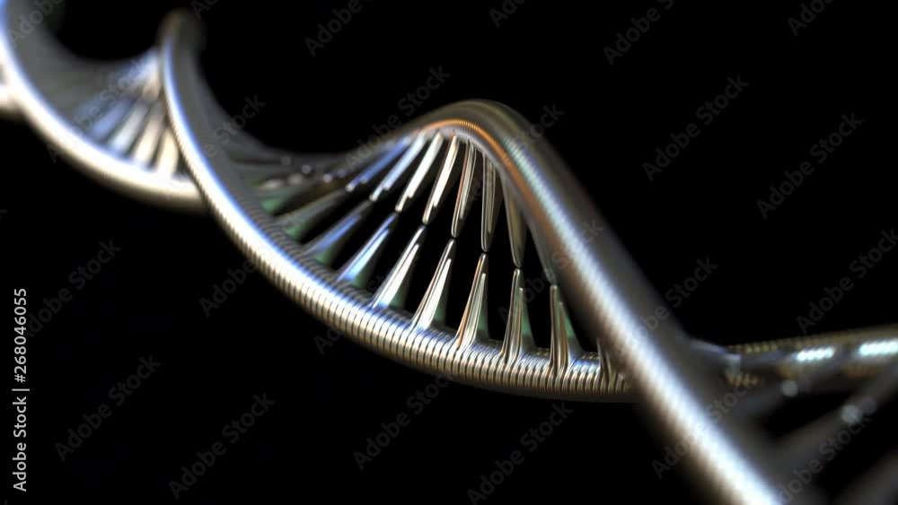 Poster rotating metallic dna model, loopable 3d animation